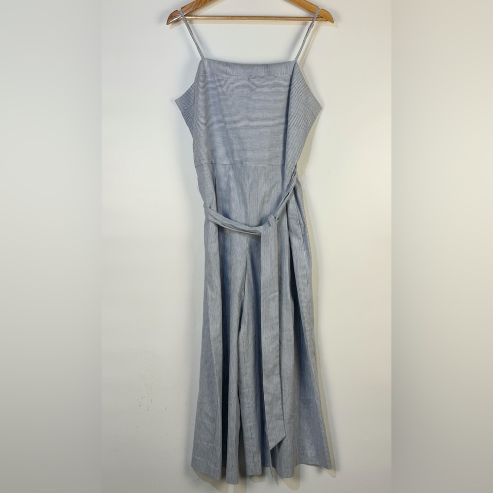 NWT Banana Republic Wide Leg Jumpsuit Nautical Pinstripe Linen Cotton Blend 12 - Picture 2 of 12